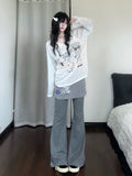韓国サブカル ボーダールーズ長袖Tシャツ     SS049