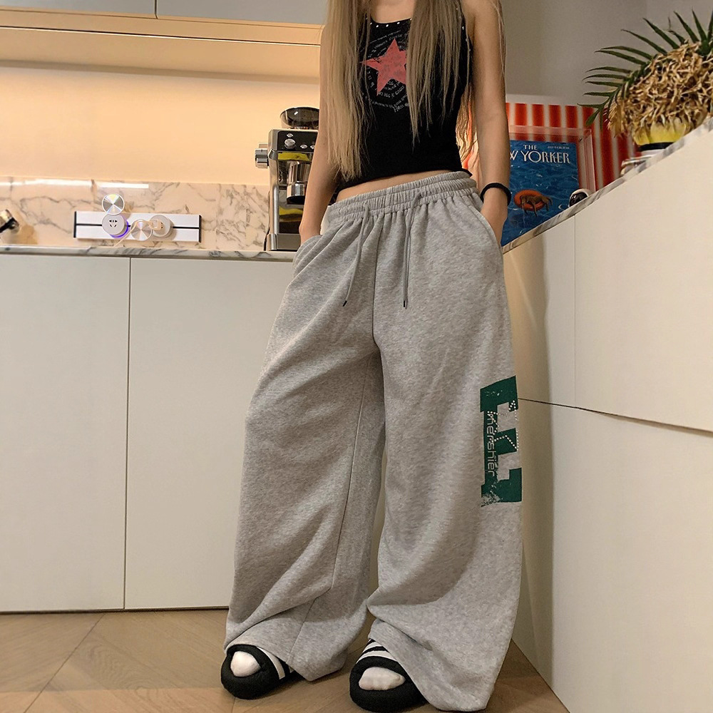 アメリカンレトロ ロゴプリント ワイドスウェットパンツ   SS035