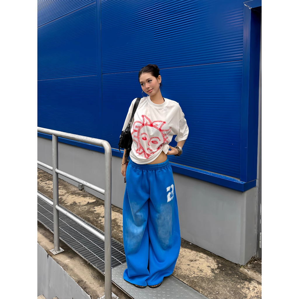 アメリカンレトロ グラデーションカーブワイドスウェットパンツ   SS036