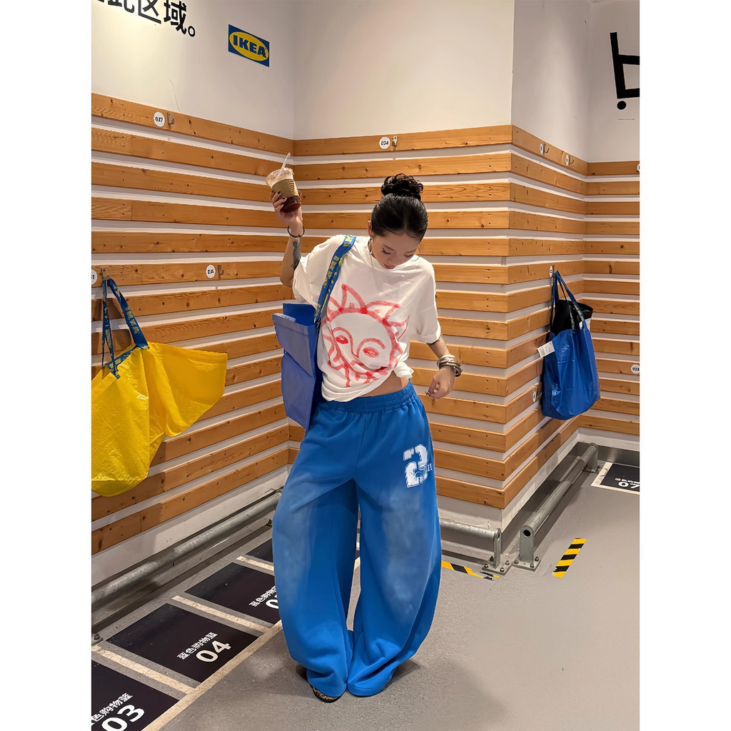 アメリカンレトロ グラデーションカーブワイドスウェットパンツ   SS036