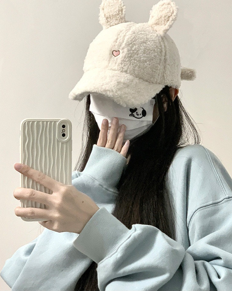 ふわもこバニーイヤー ボアキャップ＆ニット帽    SS044