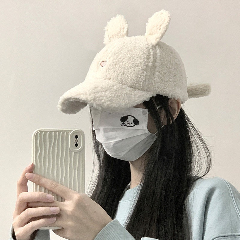 ふわもこバニーイヤー ボアキャップ＆ニット帽    SS044