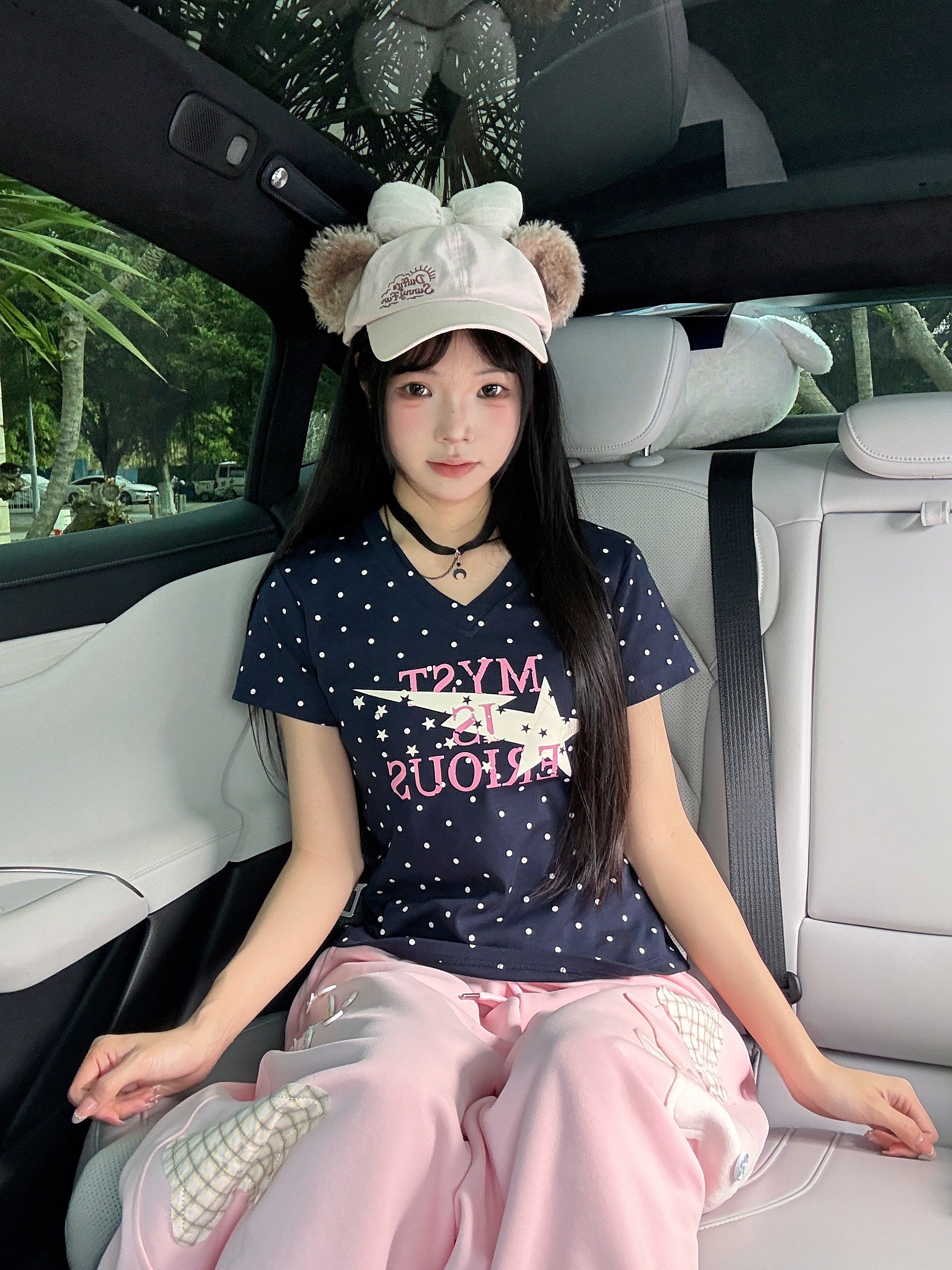 アメリカンレトロ ドットロゴプリント スリムTシャツ  SS007