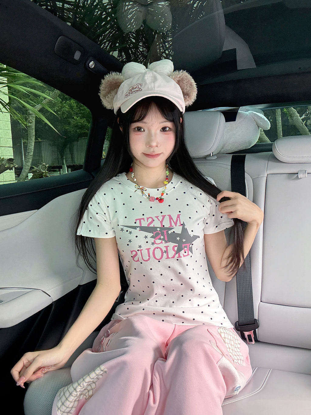 アメリカンレトロ ドットロゴプリント スリムTシャツ  SS007