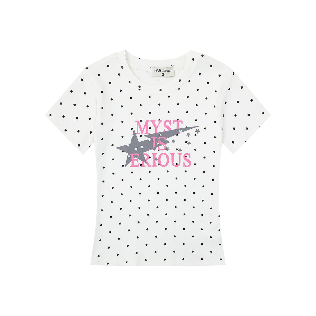 アメリカンレトロ ドットロゴプリント スリムTシャツ  SS007